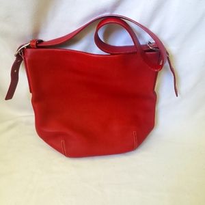 Coach, red leather purse.